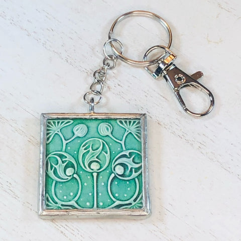 Keychain with art Nouveau tiles - jennrossdesigns.com