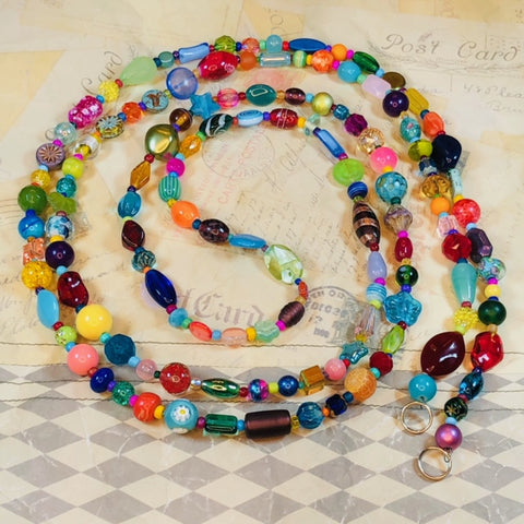 Handmade Decorative Beaded Garland - Vibrant Multi-Colored Beads - 6 Feet Long