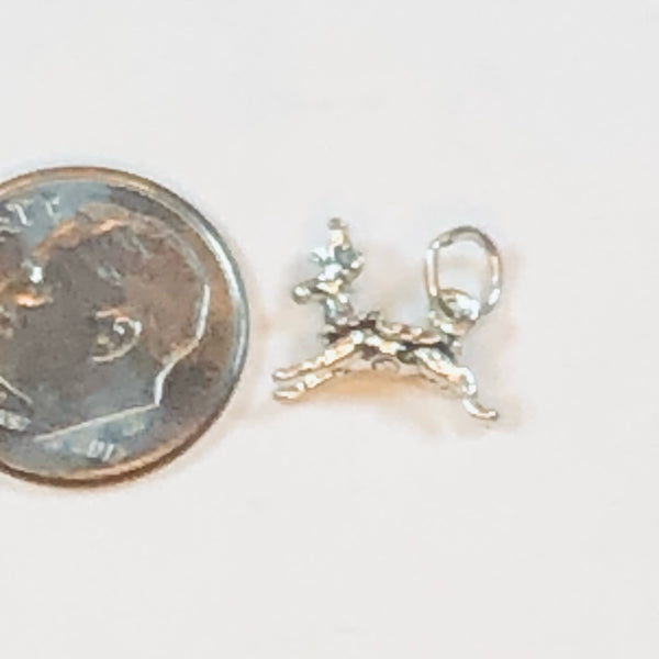 Beautiful Tiny .925 Sterling Silver Reindeer 3D Charm