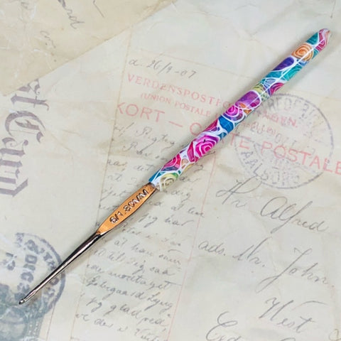 Polymer Clay Covered Steel Crochet Hook - Boye - Size 6 or 1.80mm - Colorful Translucent jennrossdesign.com