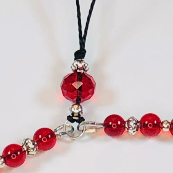 Handmade Mobile Phone Strap Charm - Hard Candy Red Crystals and Glass Beads