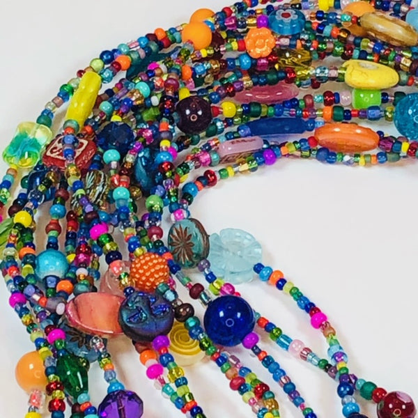 Handmade Boho Style Beaded Combination Lanyard - Holds Eyeglasses Keys Mask and ID Badges