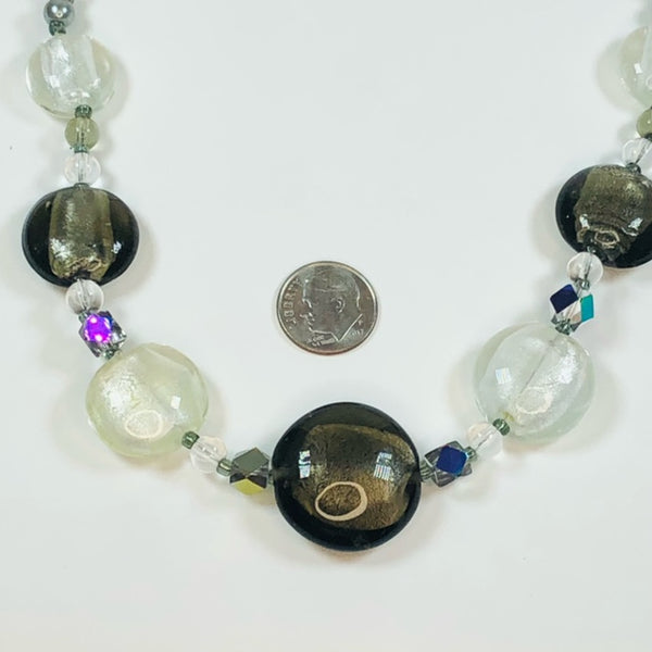 Striking Handmade 18" Necklace with Pod Shaped Lamp Work and Glass Beads