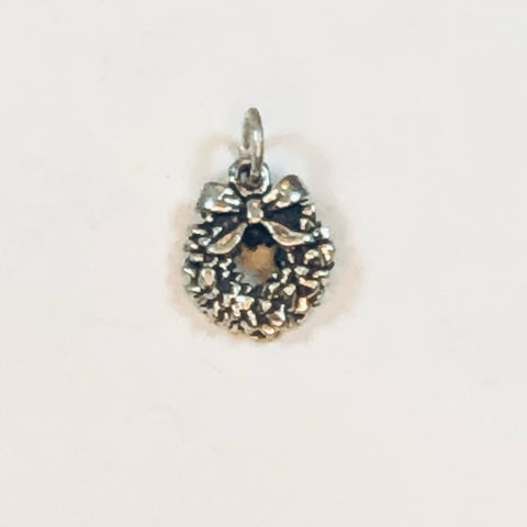 Beautiful Tiny .925 Sterling Silver 3D Wreath Charm