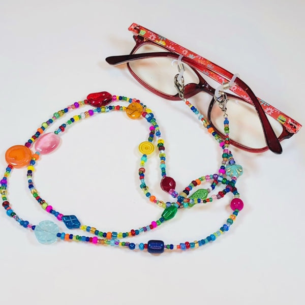 Handmade Boho Style Beaded Combination Lanyard - Holds Eyeglasses Keys Mask and ID Badges