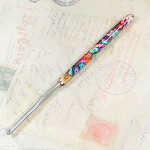 Vintage Renewed Polymer Clay Covered Susan Bates Crochet Hook jennrossdesigns.com