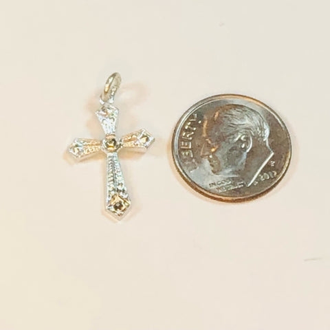 Mini Cross Charms - Set of Ten - Silver Plated Brass