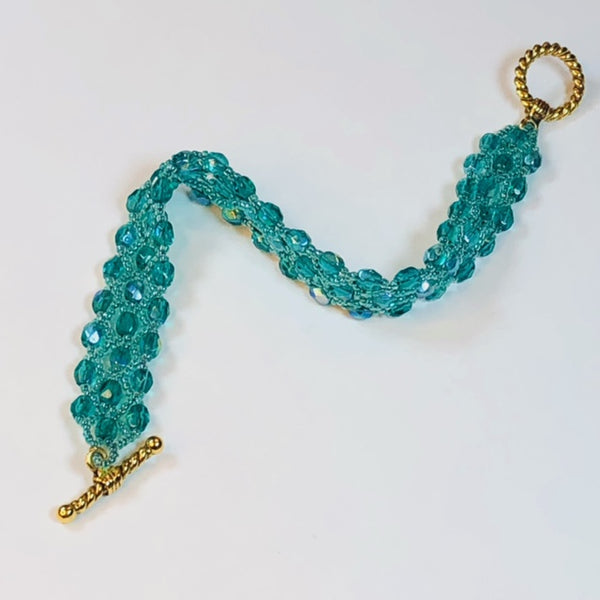 Jenn Ross Designs Handmade Teal Beaded Toggle Bracelet