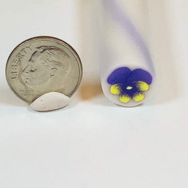 Raw Polymer Clay Cane - Purple and Yellow Pansy Flower - Translucent Background