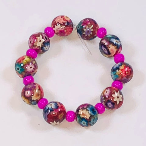 Handmade Polymer Clay Millefiori Beads - Multicolored Flowers - 8mm - Set of Ten