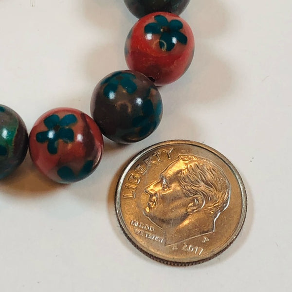 Handmade Polymer Clay Beads - Autumn and Teal - 10mm - Set of Ten