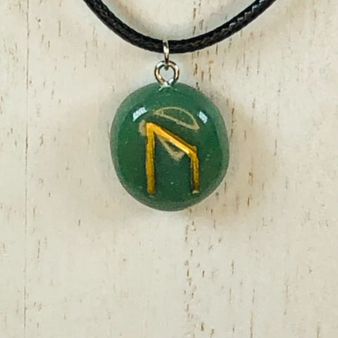 Handmade Polymer Clay Rune Pendant - Faux Deep Green Jade - Urus