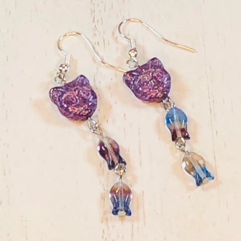 Kitty Fishy Fishy Handmade Dangle Earrings - Czech Glass - Jenn Ross Designs