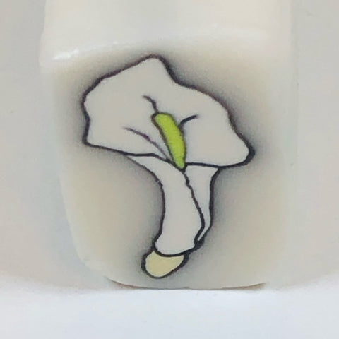 Raw Polymer Clay Cane - White Lily Flower - Translucent Background