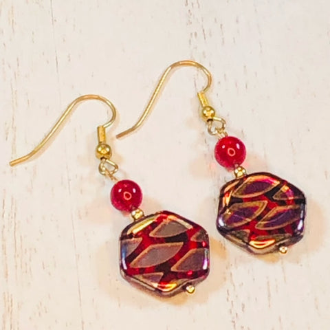 Hard Candy Red Handmade Dangle Earrings