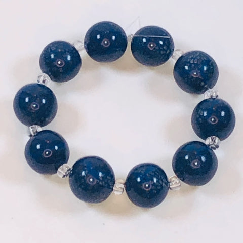 Jenn Ross Designs Polymer Clay Beads Blue with Silver Lacing