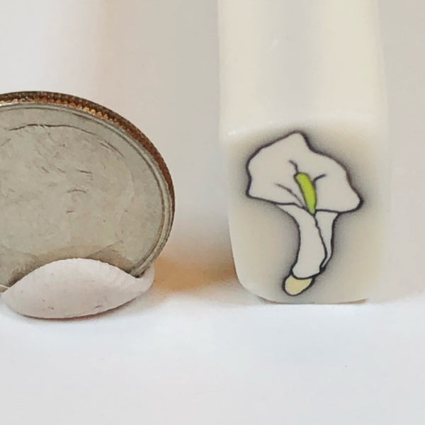 Raw Polymer Clay Cane - White Lily Flower - Translucent Background