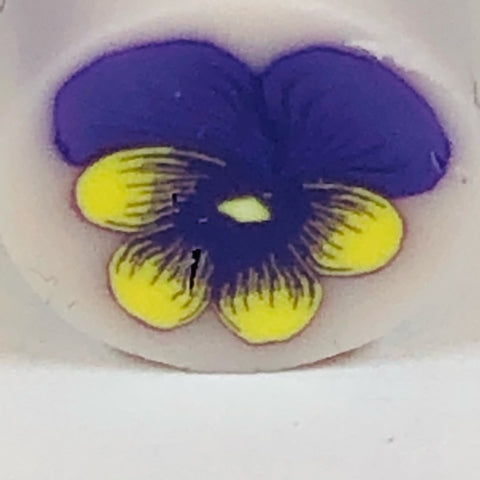 Raw Polymer Clay Cane - Purple and Yellow Pansy Flower - Translucent Background