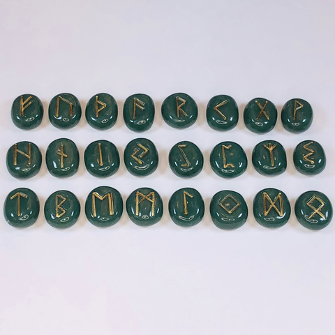 Handmade Polymer Clay Runes for Divination - Elder Futhark - Faux Dark Green Jade - jennrossdesigns.com